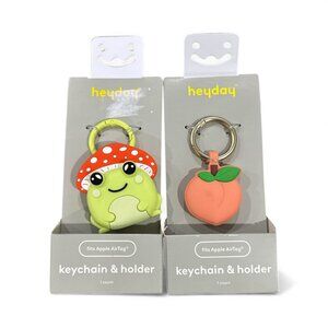 HEYDAY Keychain and Holder Mushroom Frog/Peach (2-pack bundle)